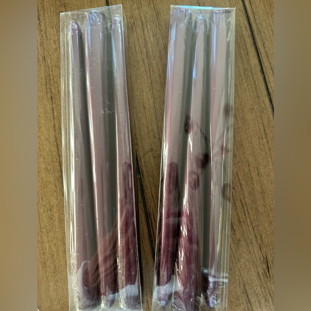 Set of six taper candles, dark maroon color. ⭐️NWT⭐️